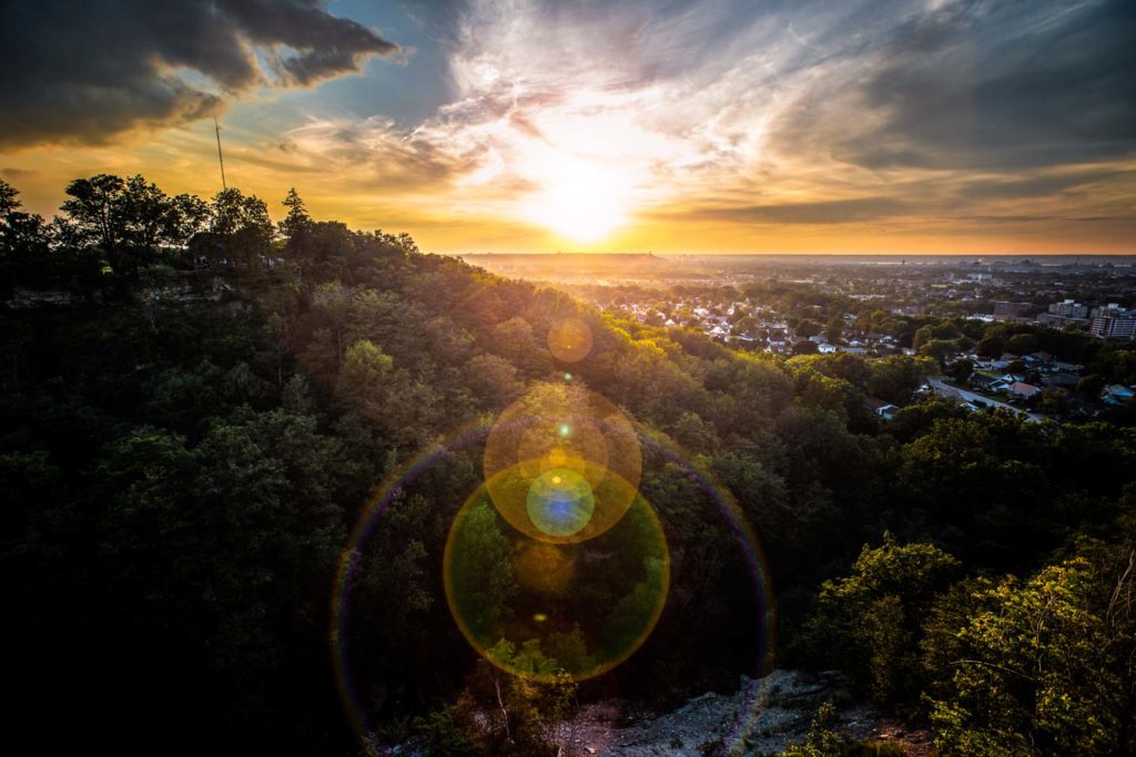 image of sunset at devils punchbowl conservation area in hamilton ontario