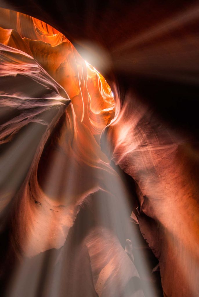 image from lower antelope canyon in page arizona with sunbeams coming with the slot